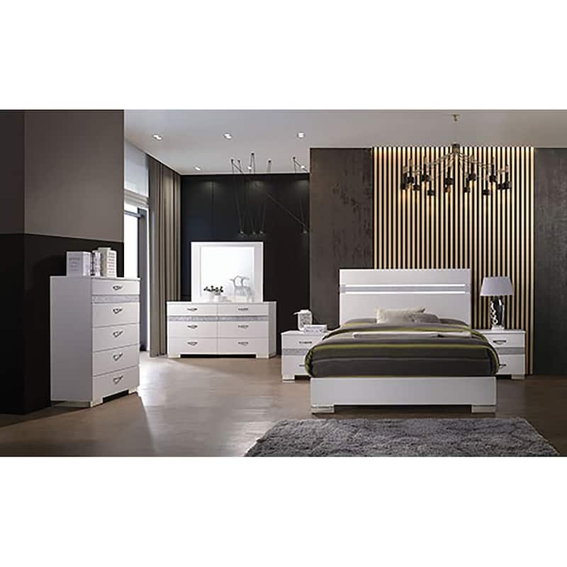 Tuxedo White High Gloss 3-Drawer Nightstand