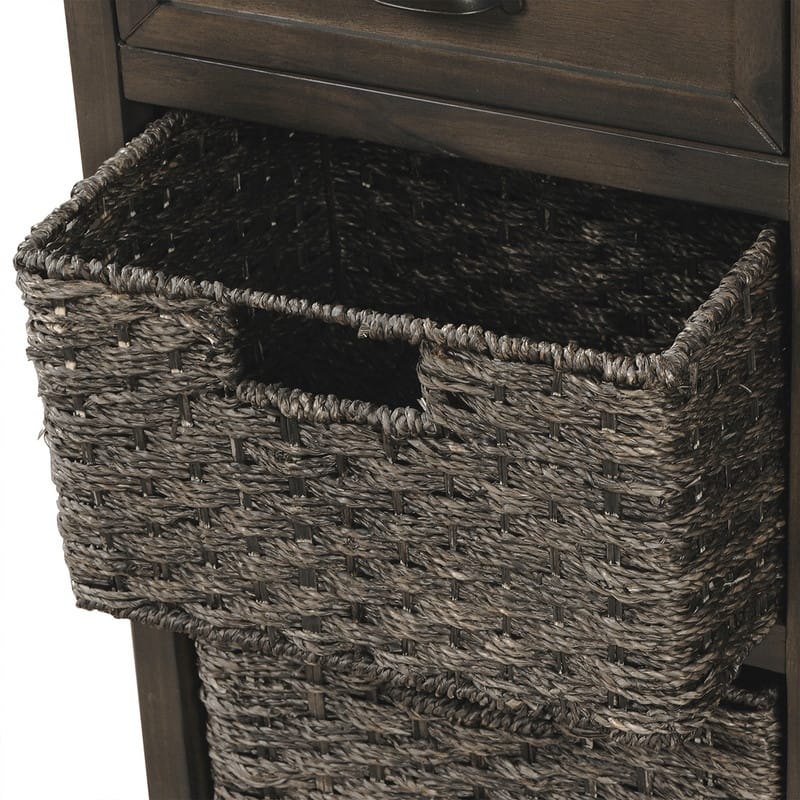 Rustic Acacia&Rattan Storage Cabinet-Farmhouse Style,No Assembly
