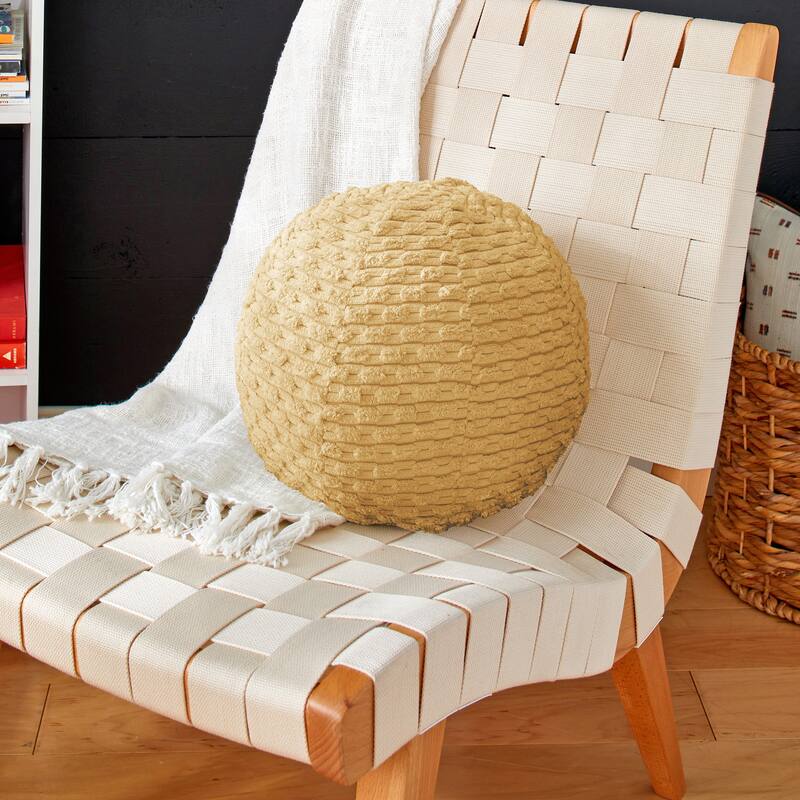 Sorra Home Indoor Soft Chunky Corduroy Ball Pillow - 12 in x 12 in - Becklee Mustard