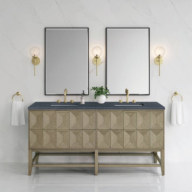 James Martin Vanities Emmeline 72" Double Vanity, Pebble Oak
