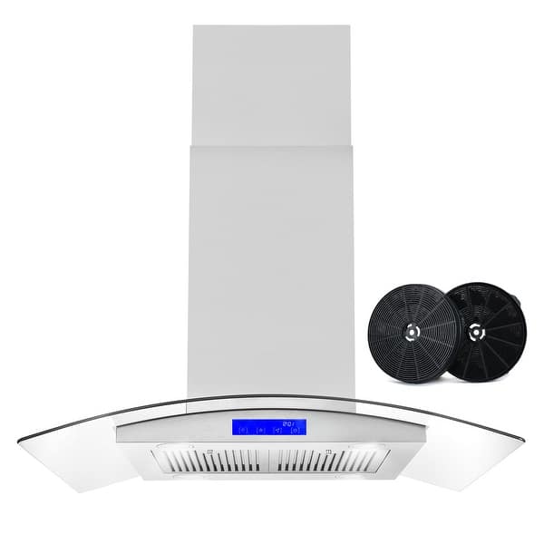 Cosmo 36 in. Ductless Island Range Hood in Stainless Steel with Carbon