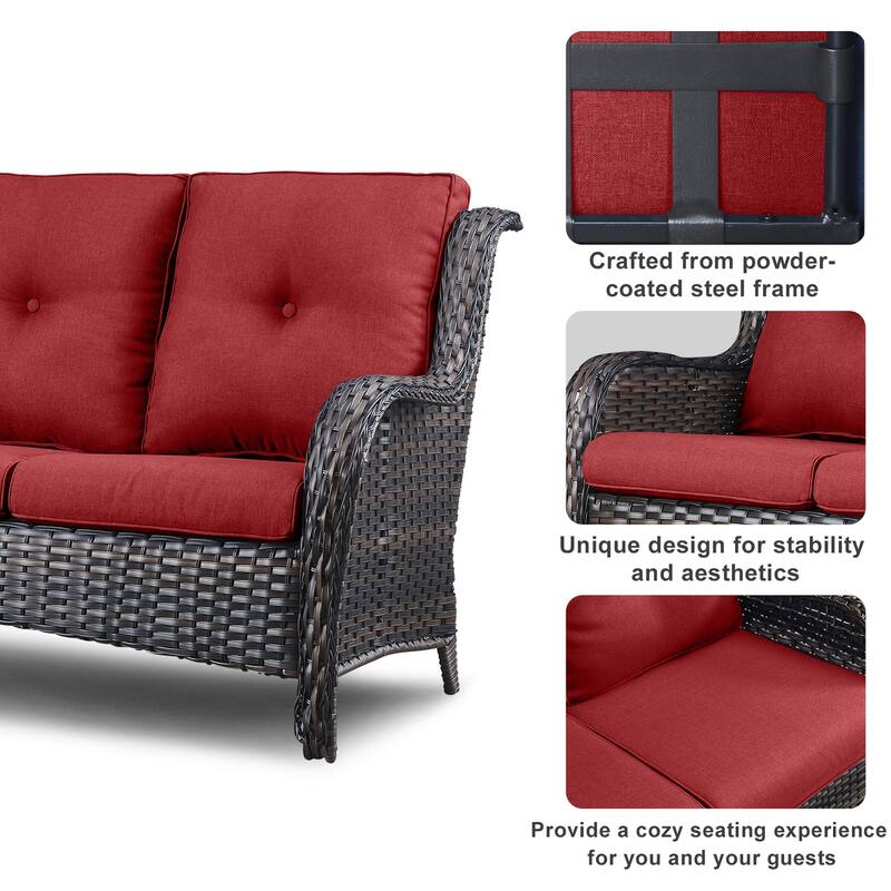 6 Piece Set with Sofa Swivel Chair Ottoman