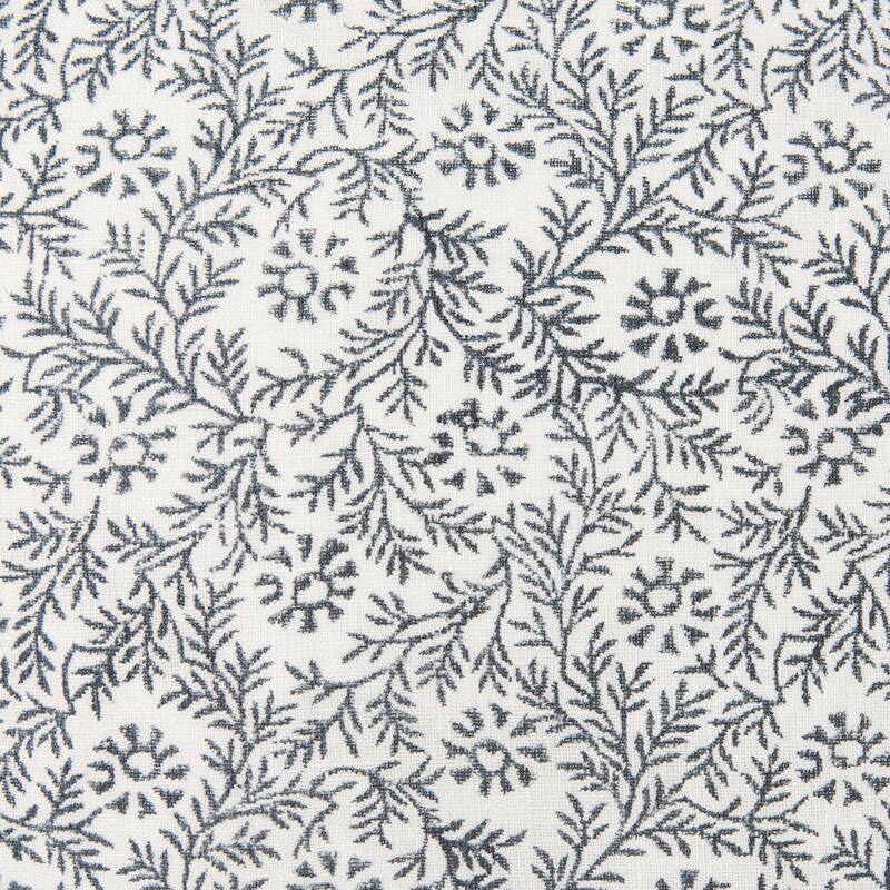 Jayne Cream w/ Indigo Print Linen Lumbar Decorative Pillow Cover - 14.0L x 26.0W x 0.2H