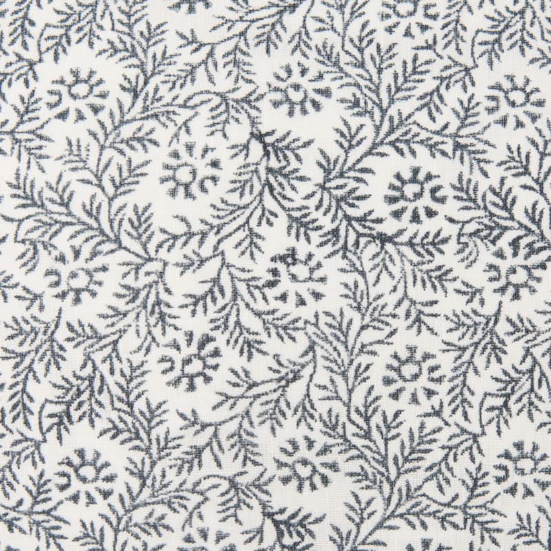 Jayne Cream w/ Indigo Print Linen Square Decorative Pillow Cover - 22.0L x 22.0W x 0.2H