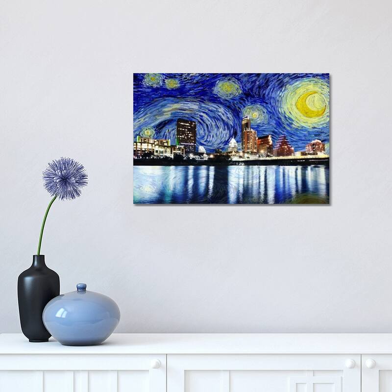iCanvas "Austin, Texas Starry Night Skyline" by 5by5collective Canvas Print - 12x18x1.5