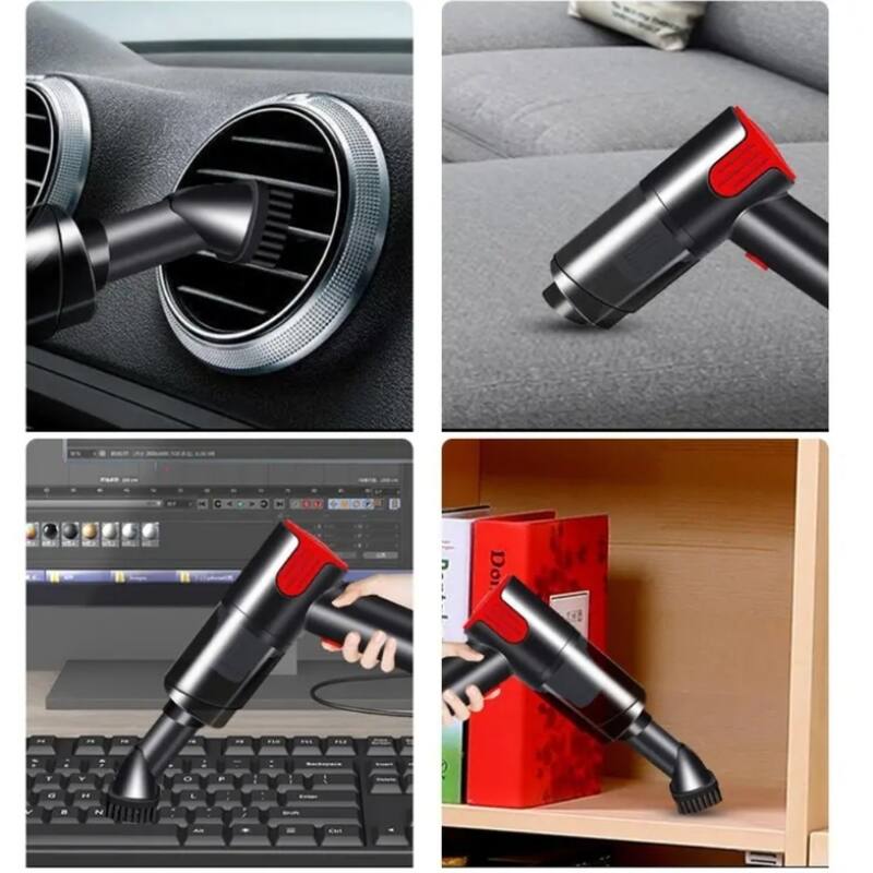 Red Handheld Car Vacuum Cleaner with Strong Suction HEPA Filter and 60-Minute Battery Life