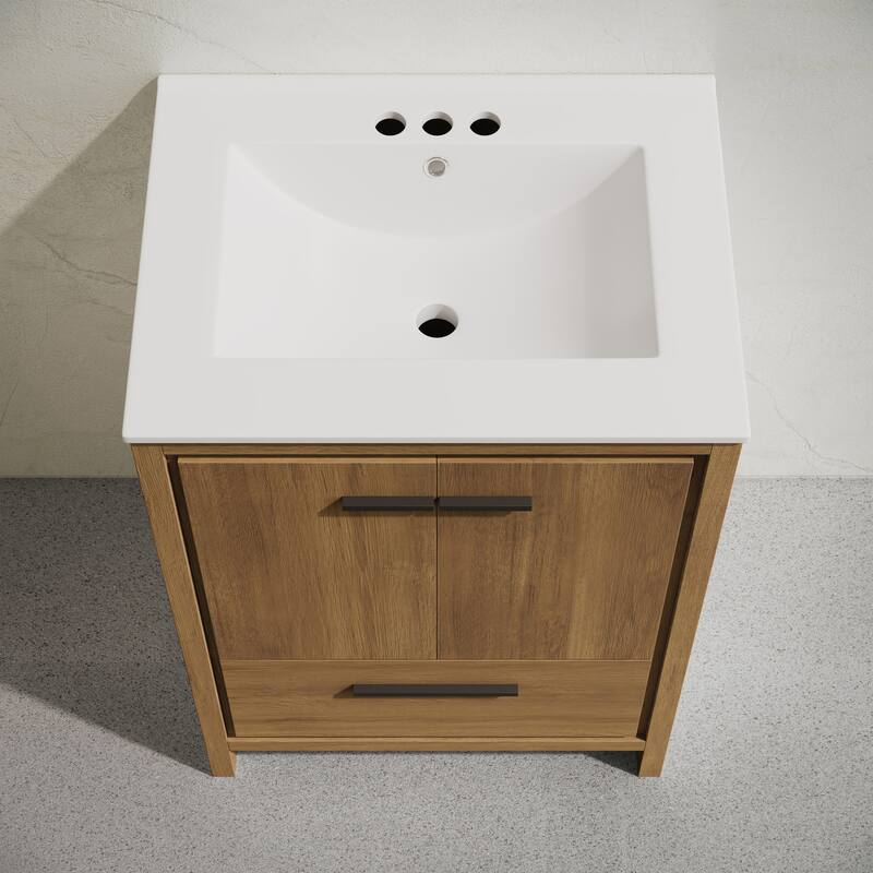 Virage 24" Freestanding Bathroom Vanity In Brown Oak With 3-Hole Centerset Sink Top - 24