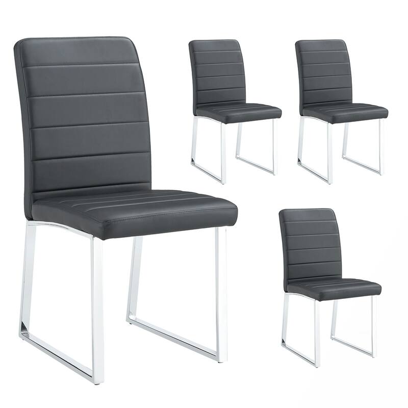 4PCS Iron Frame PU Dining Chairs