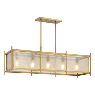 Warm Brass Five Light Linear Chandelier from the Jacobs Collection