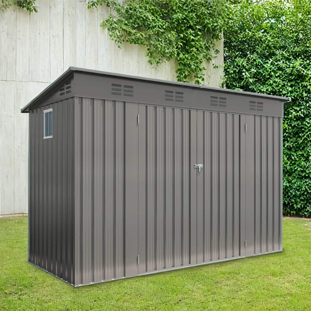 4 x 9 FT Outdoor Storage Shed,Garden Shed Tool House with Sloping Roof