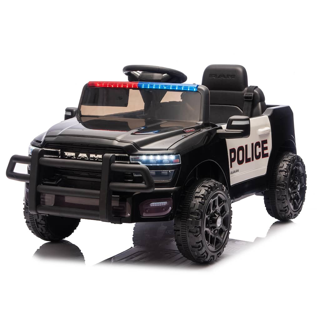 12V Kids Ride-On Truck with Police Lights & Siren, Battery Powered Electric Kids Car with Remote Control
