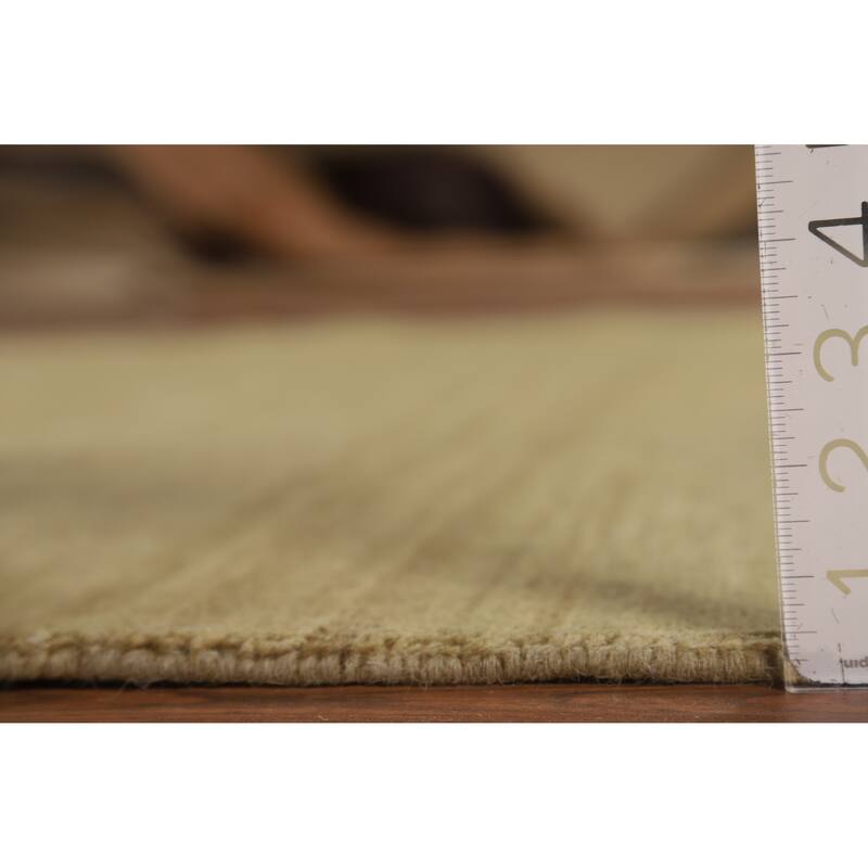 Contemporary Gabbeh Oriental Area Rug Handmade Green Wool Carpet - 6'5" x 9'7"