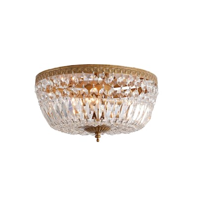 Silver Orchid Taylor 3-light Crystal Basket Flush Mount Chandelier