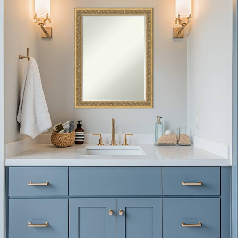 Carter Half-Inch-Bevel Framed Bathroom Vanity Wall Mirror - Carter Dark Gold - 22 x 28 in