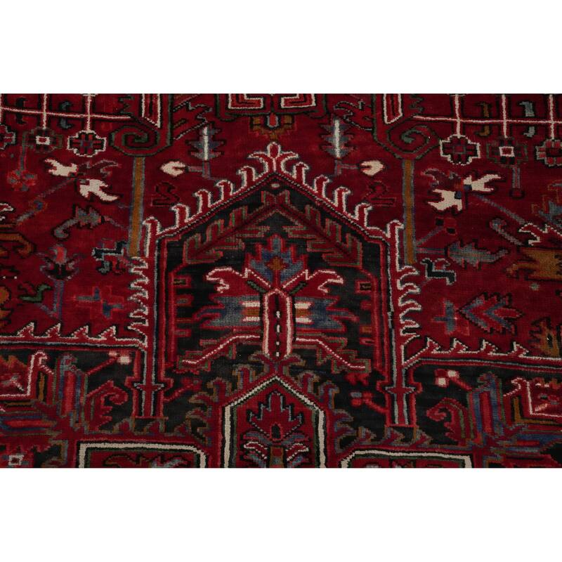 Hand Knotted Oriental 100% Wool Carpet Traditional Medallion Red Heriz Area Rug - 11' 8'' X 8' 8''