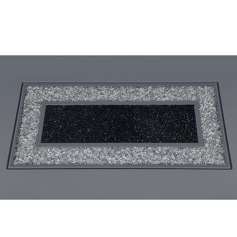 HomeRoots 79" Dark Gray Faux Crystals Glass and Wood Pedestal Base Dining Table - 79 in. x 31 in. x 39 in.
