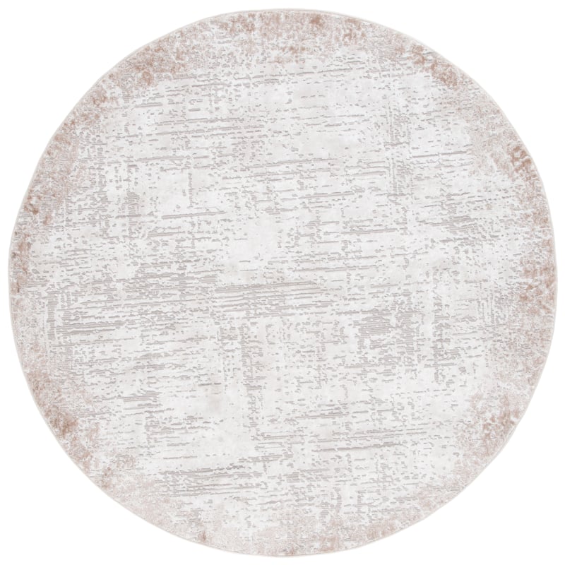 SAFAVIEH Parker Cilla Glam Abstract Rug - 6'7" Round - Taupe/Grey Gold