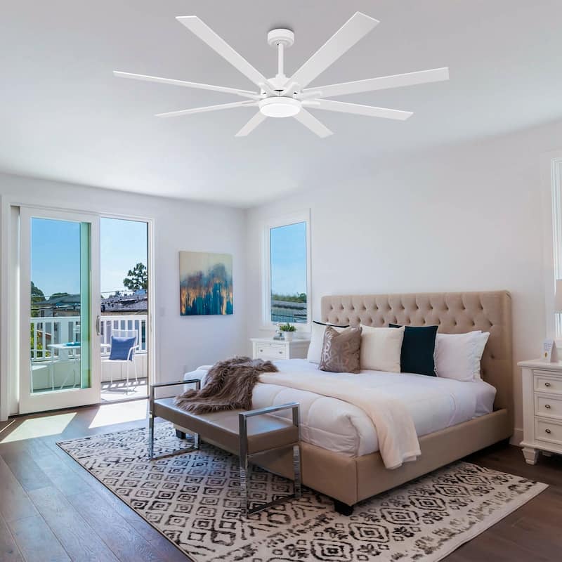 65 in. Integrated LED White Dimmable Ceiling Fan with Light and Remote - 65" D x 65" W x 13.4" H