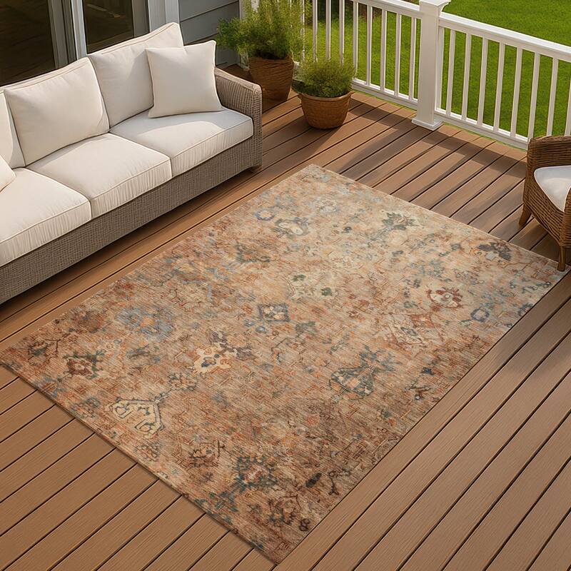 Machine Washable Indoor/ Outdoor Traditional Serenity Chantille Rug - Copper - 10' x 14'