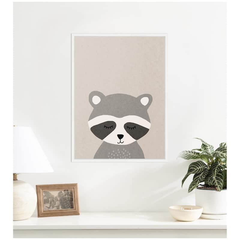 Kate and Laurel Raccoon by July Art Prints Framed Canvas Wall Art Print
