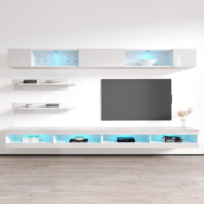 Fly I3 34TV Wall Mounted Floating Modern Entertainment Center - White