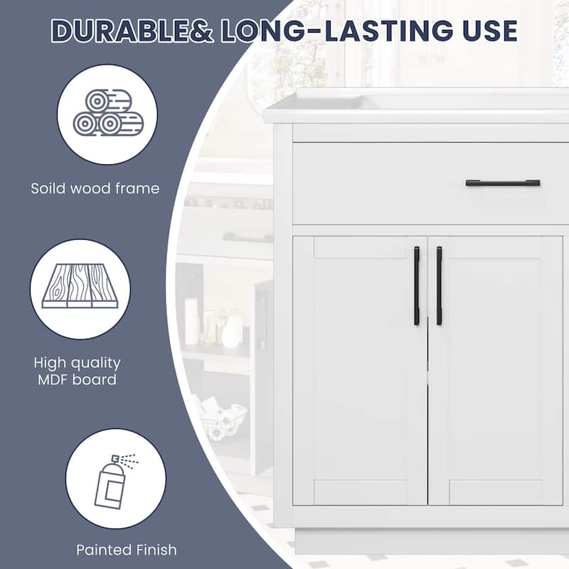 36" Free-Standing Bathroom Vanity with Marble Countertop-Soft-Close Drawers & Cabinet