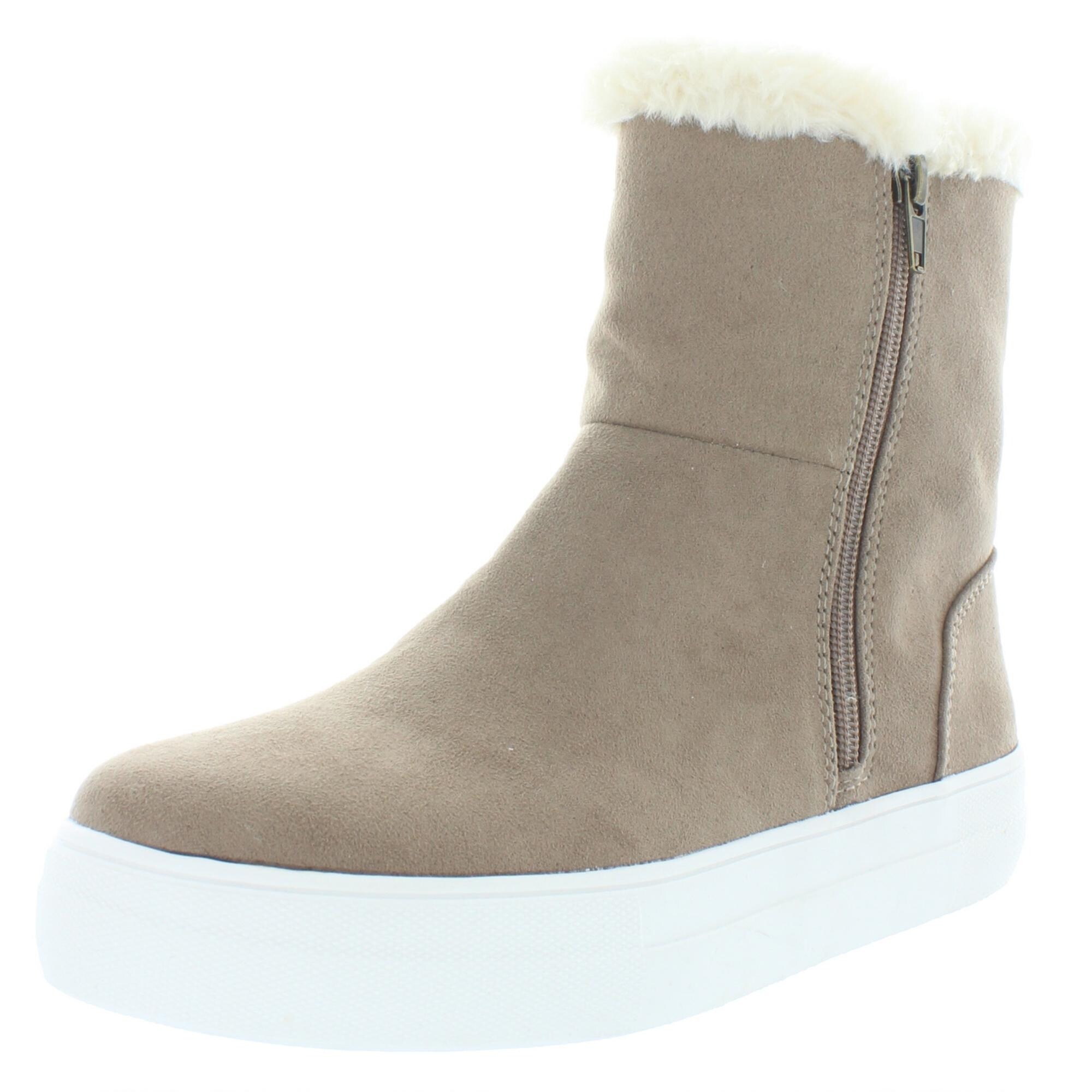 taupe mid calf boots