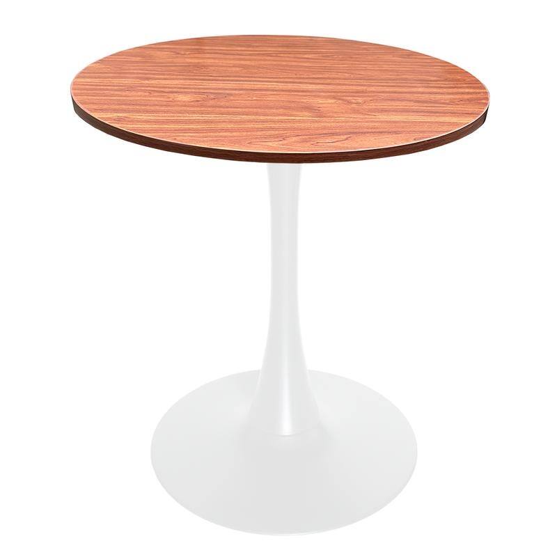 Bristol 27" Round Dining Table with MDF TableTop & White Pedestal Base for Kitchen & Dining Room - Cognac Brown