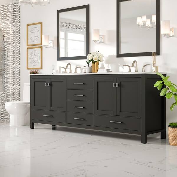 Eviva Aberdeen 72 in. W x 22 in. D x 34 in. H Double Sink Freestanding Bath Vanity in Espresso with White Carrara Quartz Top