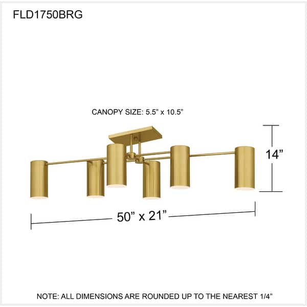 Foreland 6-Light Brushed Gold Semi-Flush Mount
