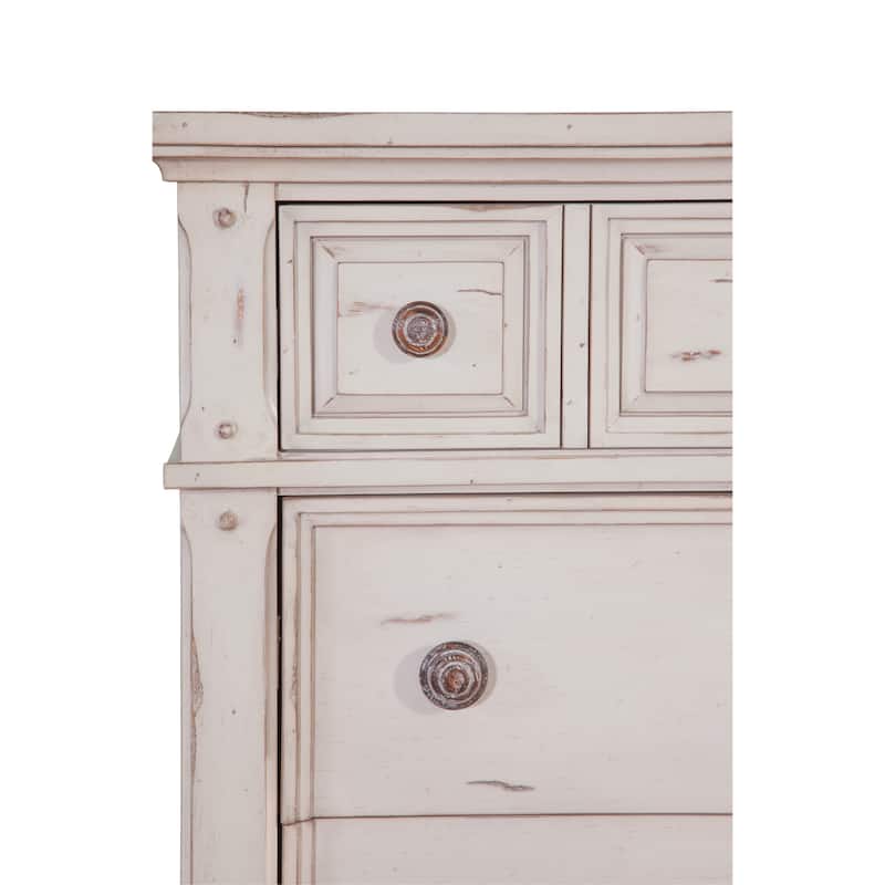 Harbor Point Cobblestone White Vintage 5-drawer Chest