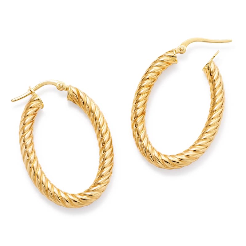 Clover 14K Yellow Gold High-Polish Twisted Rope Hoop Earrings