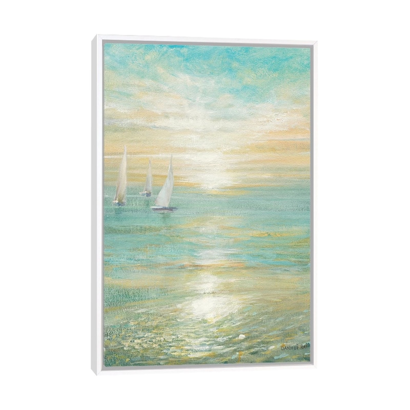 iCanvas "Sunrise Sailboats I" by Danhui Nai Framed Canvas Print - White - 40x26