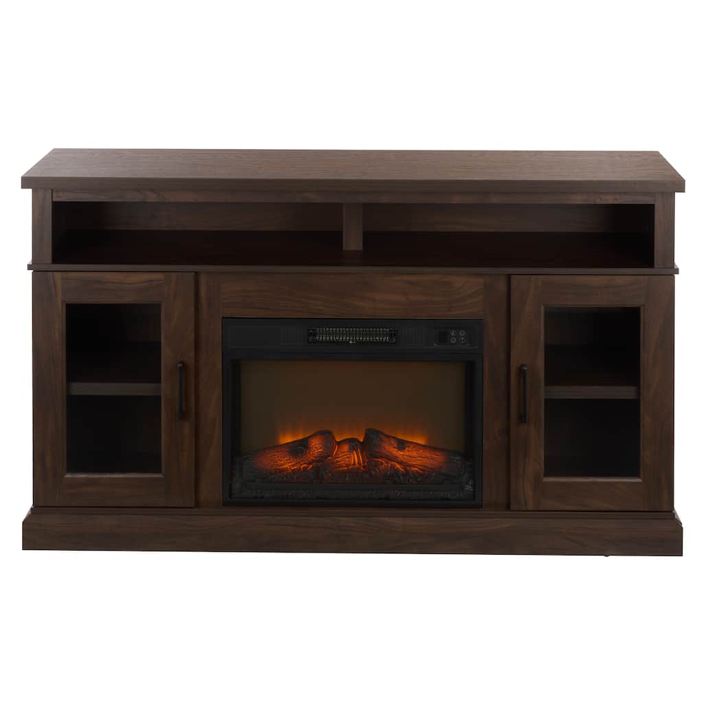 SEI Furniture Andy 2-Door Wood Fireplace - 58"W x 16"D x 34"H