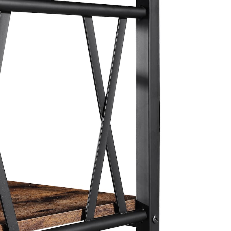 Ledel Industrial Wood Side Table End Table with Storage Shelf