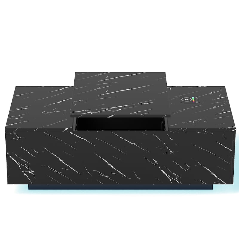 Pocassy LED Coffee Table 47.2" Coffee Tables with Storage Shelf