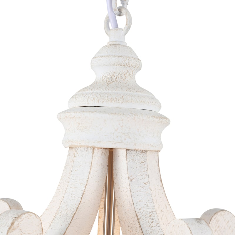 5-Light Country Wood Chandelier Light Fixture for Kitchen Island Dining Room