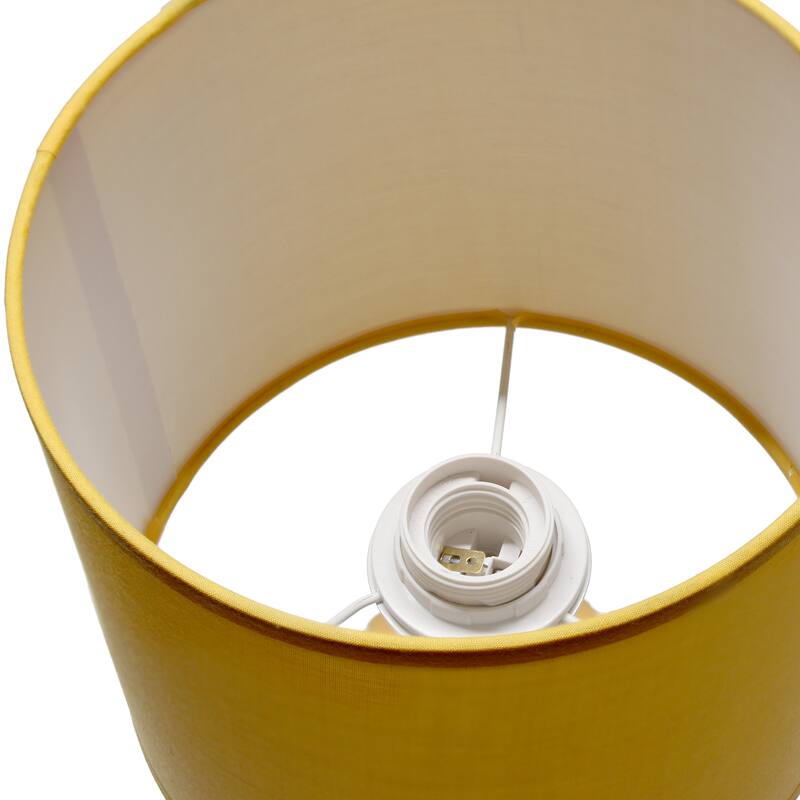 Vertical Grooved Ceramic Table Lamp with Drum Shade - 16" - Yellow
