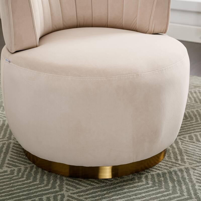 Swivel Barrel Chair, Comfy Velvet Upholstered Accent Sofa Chair, Leisure Club Chair with Shell-Shaped Back & Angled Armrests