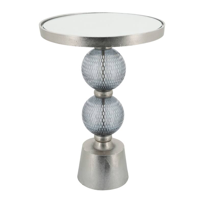 Metal, 22"h Orb Side Table, Mirror Top, Gry, brnz 22.0"H - 16.0" x 16.0" x 22.0"