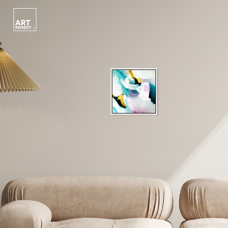 Art Remedy Still Violas Framed Blue Abstract 1 Piece Canvas Wall Art