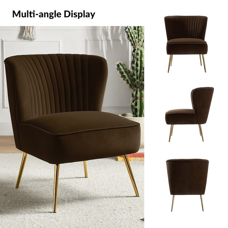 Monica 22''W Upholstered Modern Tufted Accent Side Chair with Gold Legs by HULALA HOME