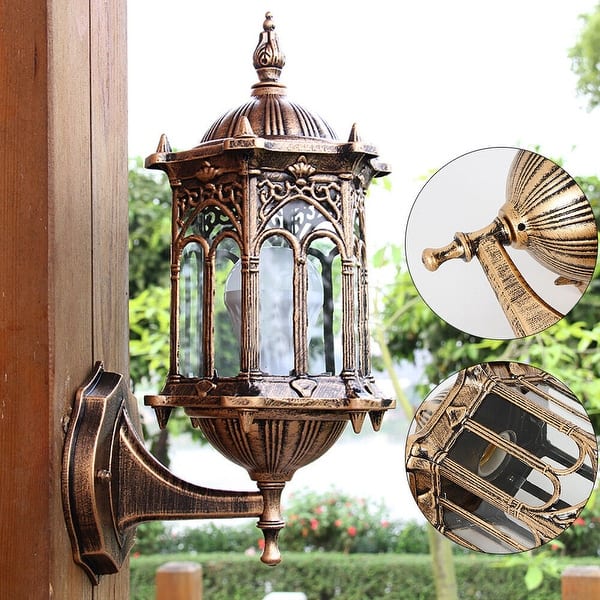 slide 8 of 7, Wall Light Aluminum Glass Lantern Outdoor Garden Lamp - 6.1'' 6.1'' - Bronze