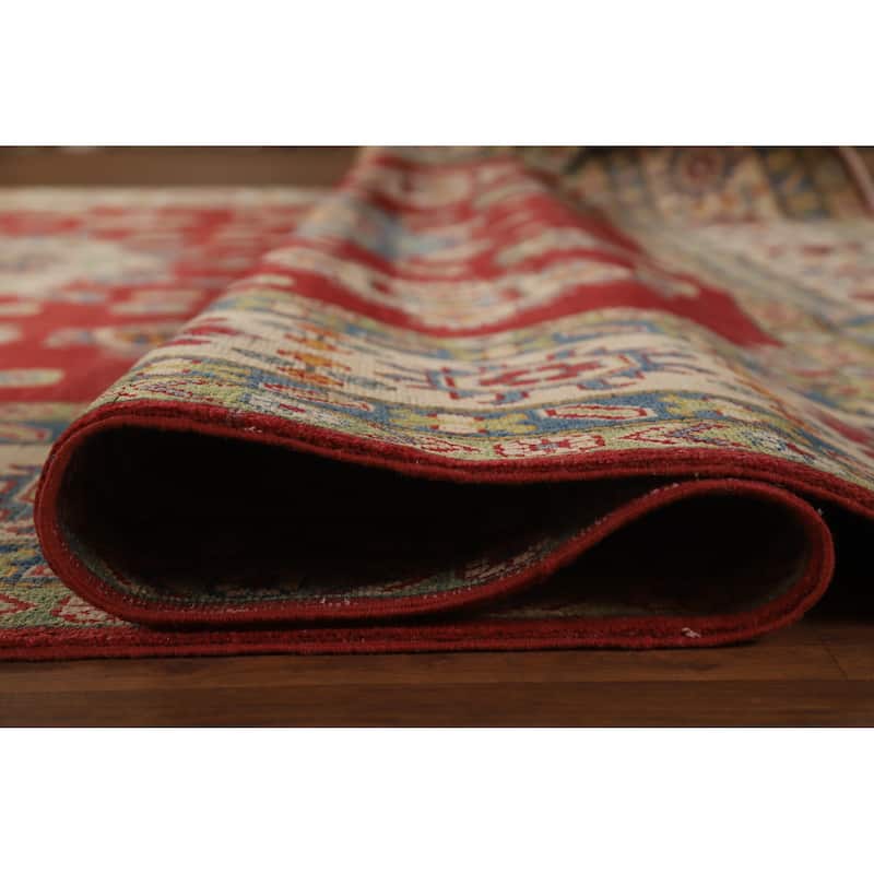 Hand Knotted Oriental 100% Wool Carpet Traditional Geometric Red Kazak Area Rug - 15' 10'' X 9' 9''