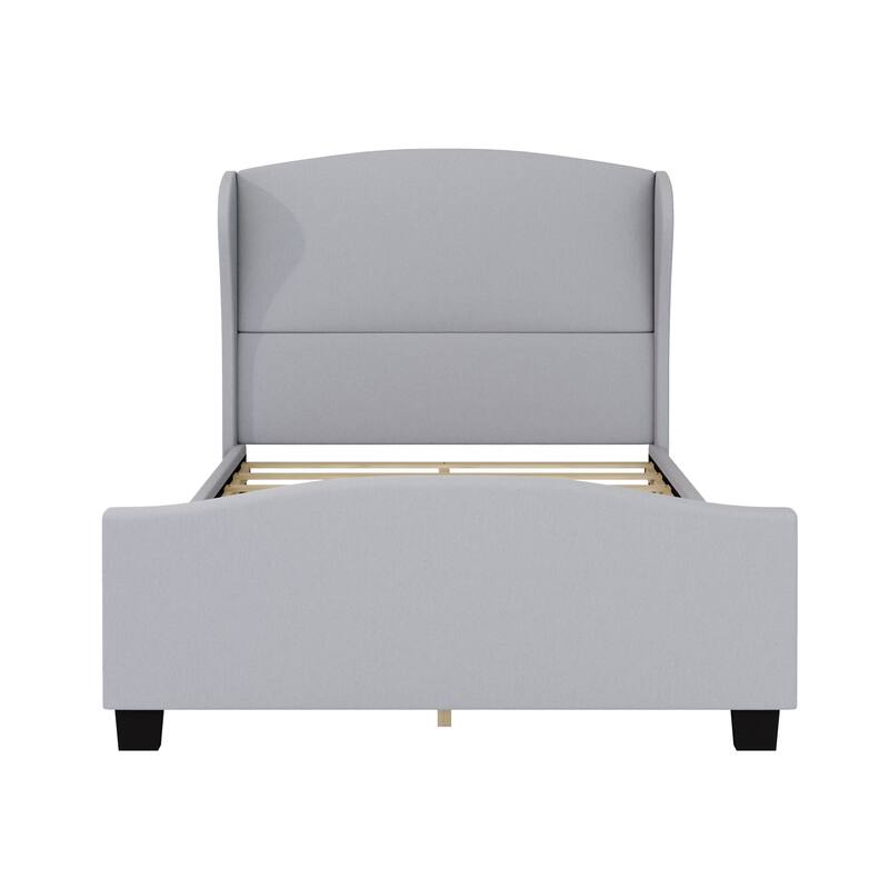 Curved Wingback Bed Linen Upholstered Bed Low Profile Platform Bed