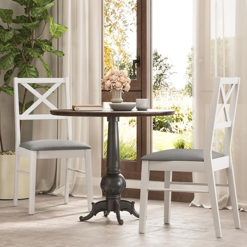 Gymax Dining Chairs Set of 2 Upholstered Kitchen Side Chairs w/ Rubber