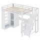 preview thumbnail 12 of 11, Full Size Loft Bed with Built-in Desk and Wardrobe, Kids Metal Bed Frame with USB Ports, 5-layer Shelf for Bedroom