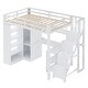 preview thumbnail 24 of 23, Loft Bed with Desk, USB Ports, 5-Layer Shelf, Space-Saving Metal Loft Bed Frame with Wardrobe and Stairs, Easy Assembly