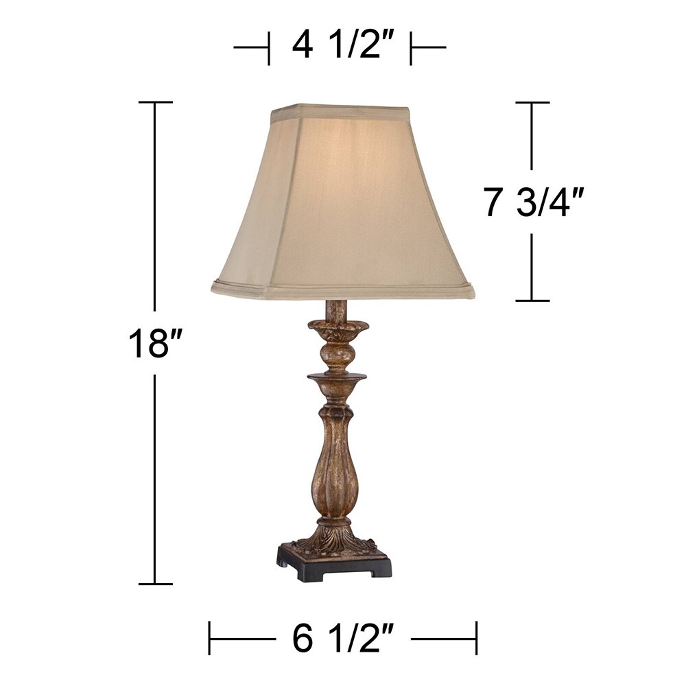 Cottage Small Table Lamp Distressed Light Bronze 6.5 x 18