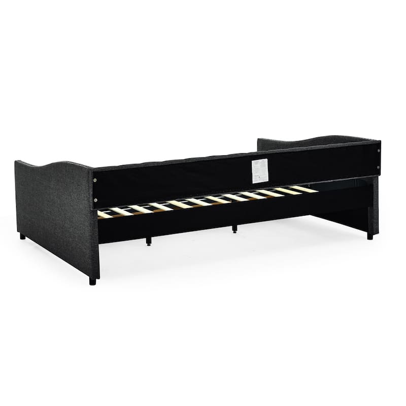 Queen Size Upholstered Tufted Daybed with Drawers and Copper Nail